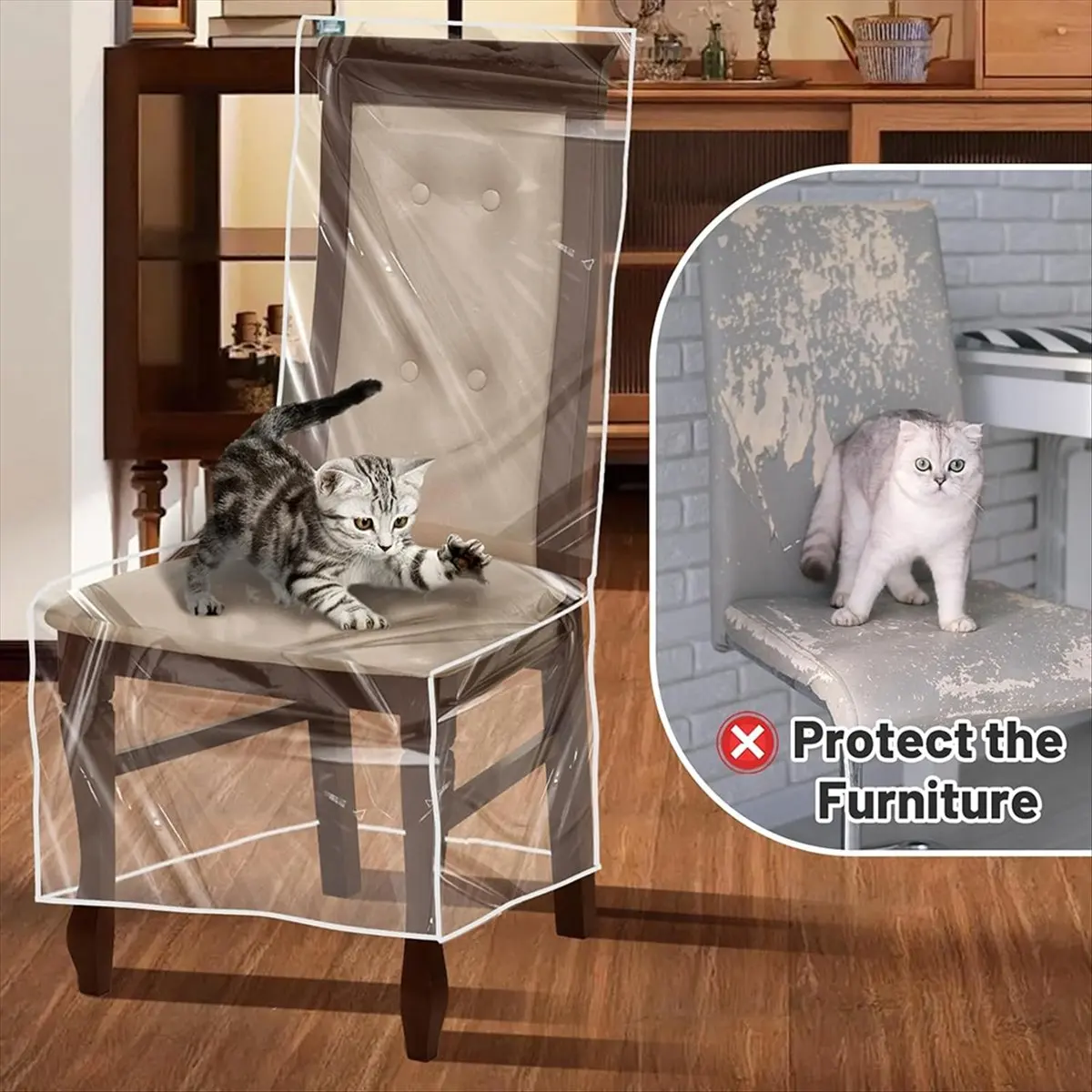 

*A91P 4-пакет пластиковых защитных чехлов для обеденных стульев со спинками, водонепроницаемые утолщенные чехлы на сиденья из ПВХ, съемный моющийся чехол