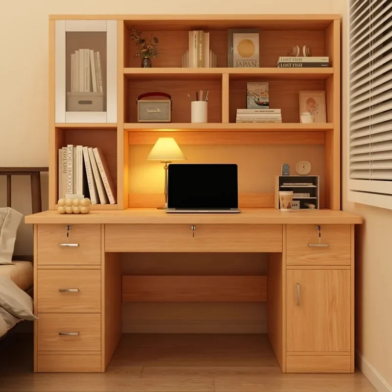 

Desk bookshelf integrated table student home study table writing table simple modern bedroom computer desk desk