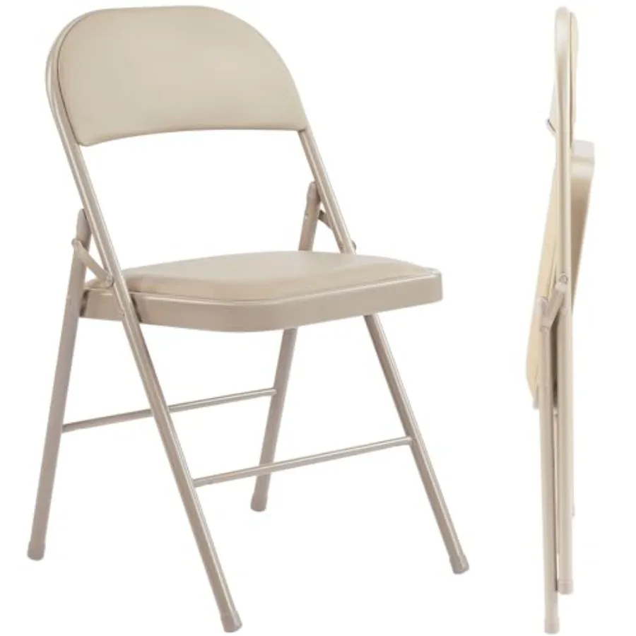 

Folding Chair Leather Padded Folding Chairs Sturdy Metal Foldable Chairs Easy to Use and Store Outdoor and Indoor for Home Offi