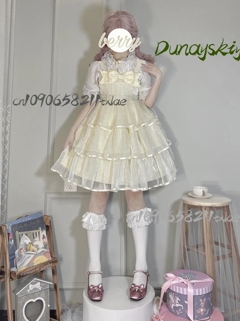 جيراي كي فستان أزرق فتاة لوليتا jsk أنيمي النساء تأثيري ازياء عالية الجودة kawaii فستان الأميرة هالوين تأثيري اليومي