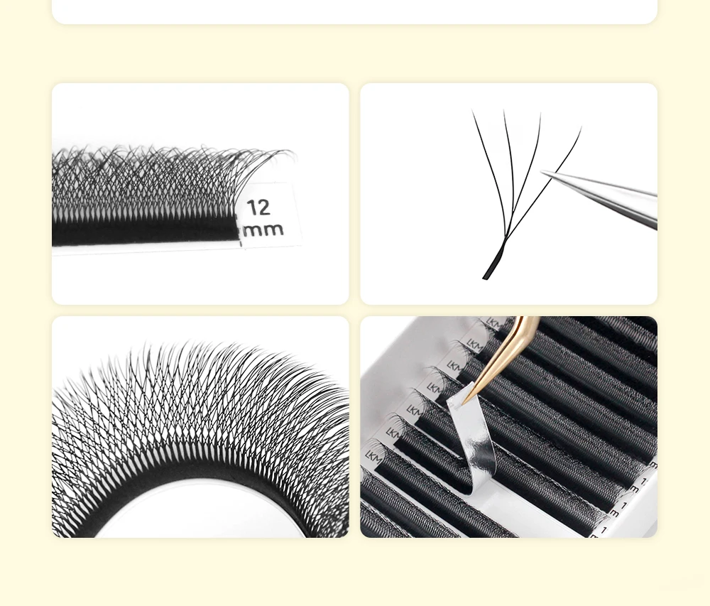 LUKATME 4D W-Form Wimpernverlängerungen, vorgefertigte Fächer, Bloom Wimpernbüschel C/D/M/L/CC Curl, Easy Fan Wimpern 7-15mm für den Salon – Detail 3