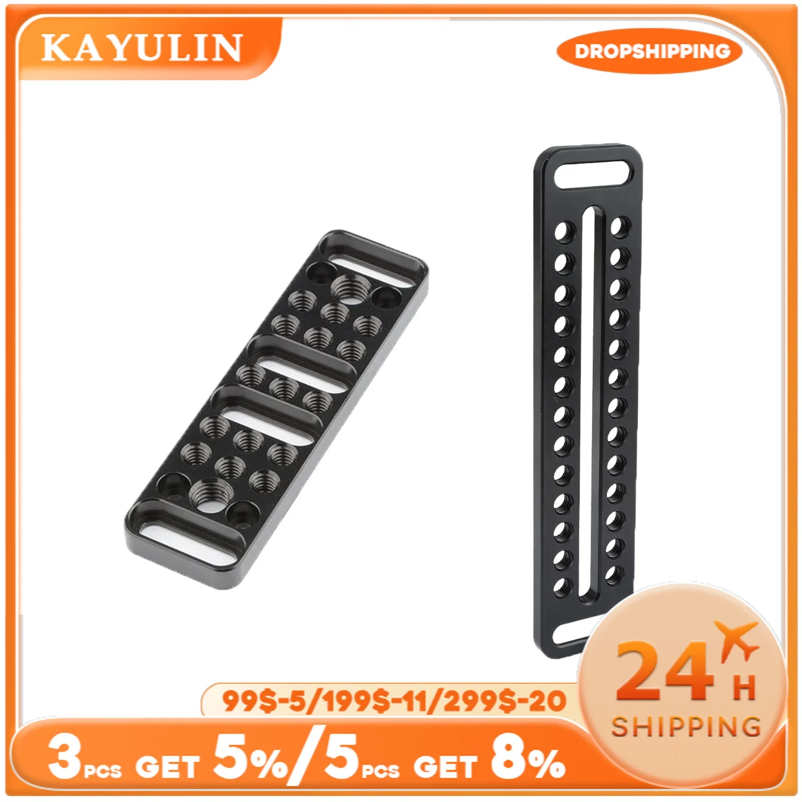 

KAYULIN Multi-function Cheese Plate with 1/4"-20 and 3/8"-16 Connections For DSLR Camera Cage Kit DIY Configuration Accessories