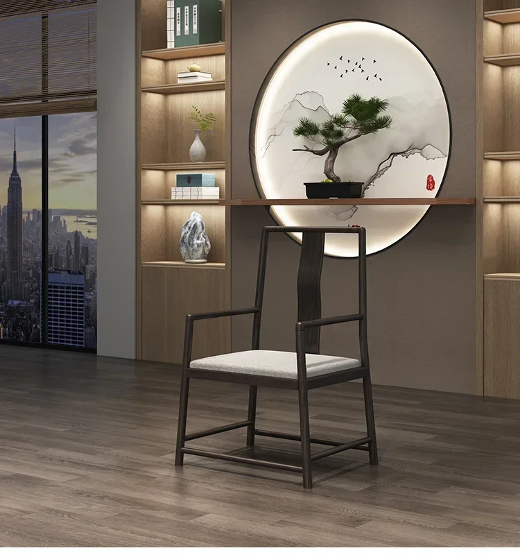 Zen circle chair, modern simple tea chair, solid wood desk, tea room
