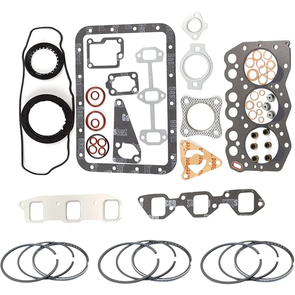 3TN66UJ Full Gasket Kit+Piston Rings for Yanmar John Deere 330 332 Tractor