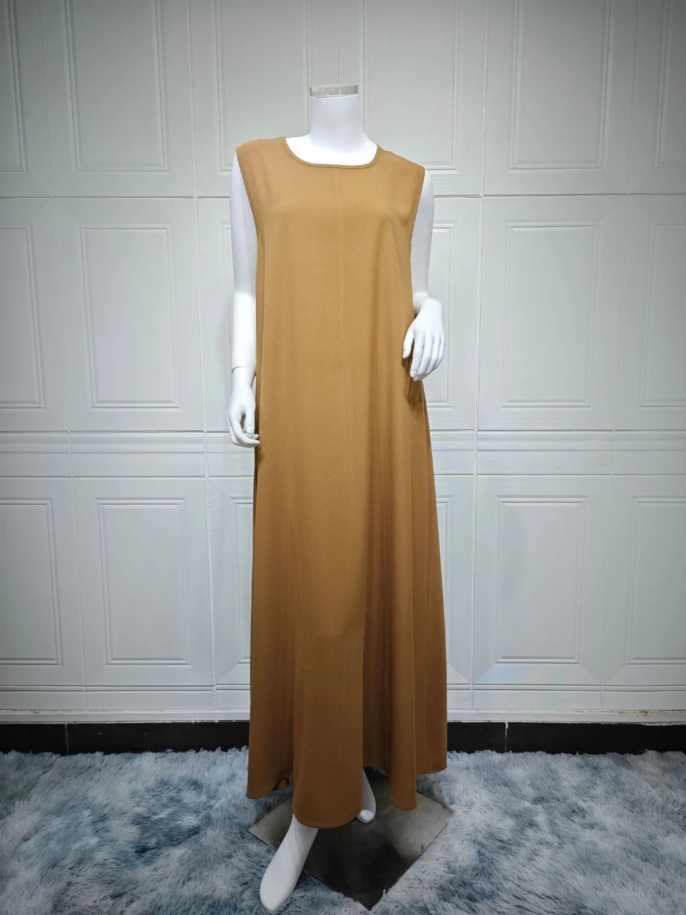 Khaki Sequined Dubai A Line Evening Dress Muslim Long Sleeves Two Pieces Women Wear Fast Shipping Dancing Party Prom Gown