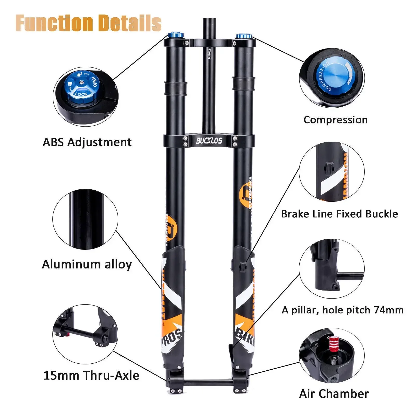 BUCKKubb-Fourche de vélo électrique à suspension, 110x15mm, 110x20mm, 29 pouces, VTT, AM, DH, frein à disque