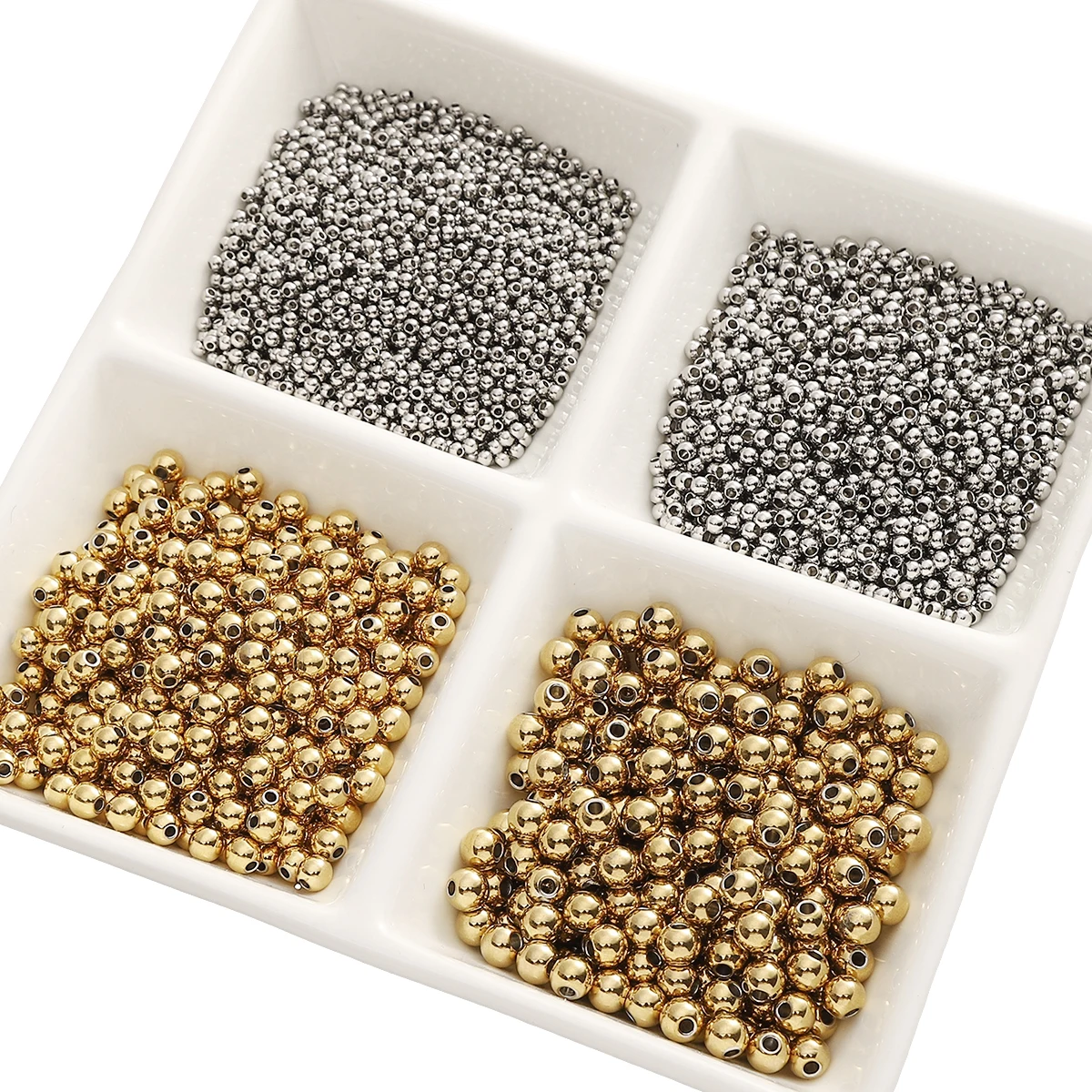 5-30pcs/bag Stainless Steel Round Beads Gold/Rhodium Color Loose Spacer Bead For DIY Handmade Making Keychain Bracelet Materials