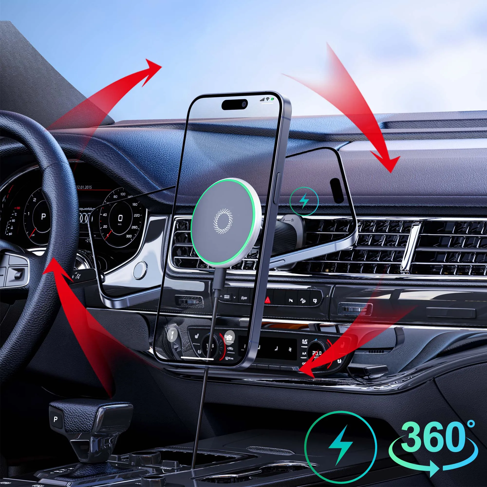Für Toyota Prado 2018 2019 2020-2023 Auto Telefon Halter Drahtlose Lade Magnetische Telefon Halter Auto Magsafe Unterstützung Zubehör – Detail 32