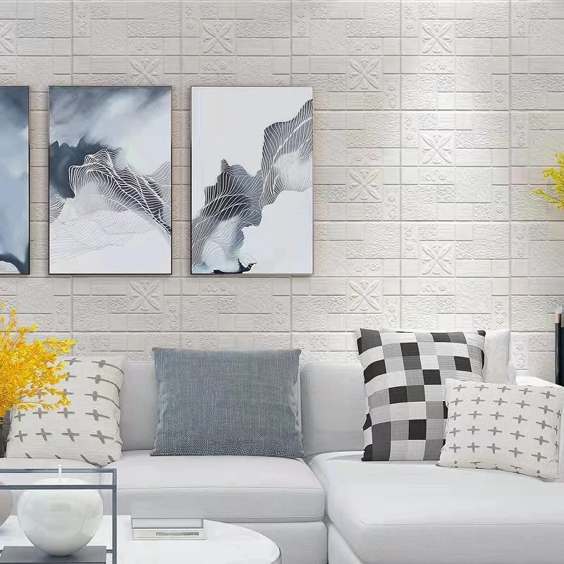 12pcs 3D Wall Sticker Waterproof Home Decor Self Adhesive Board Soundproofing Board Decorative Vinyl 3D Wall Sticker