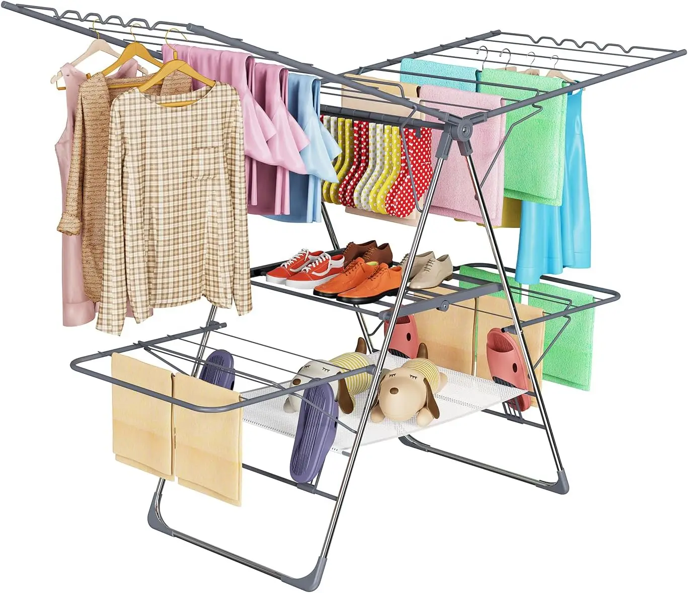 

Clothes Drying Rack, Foldable 2-Level Laundry Racks for Drying Clothes Rack,Stainless Steel Drying Rack Clothing Collapsible