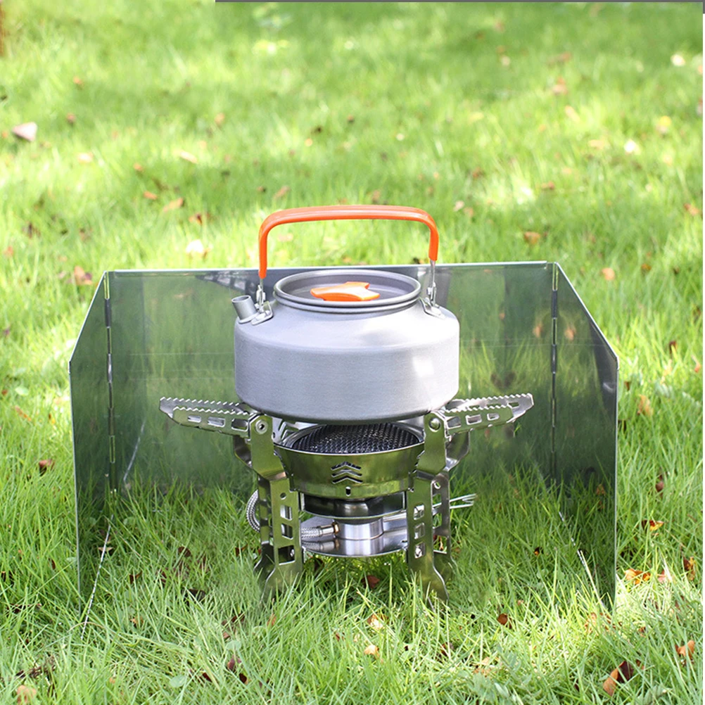 

Camping Stove Wind Shield Ultralight Folding Portable Stainless Steel Bbq Burner Wind Screen Outdoor Picnic Hiking Random Color
