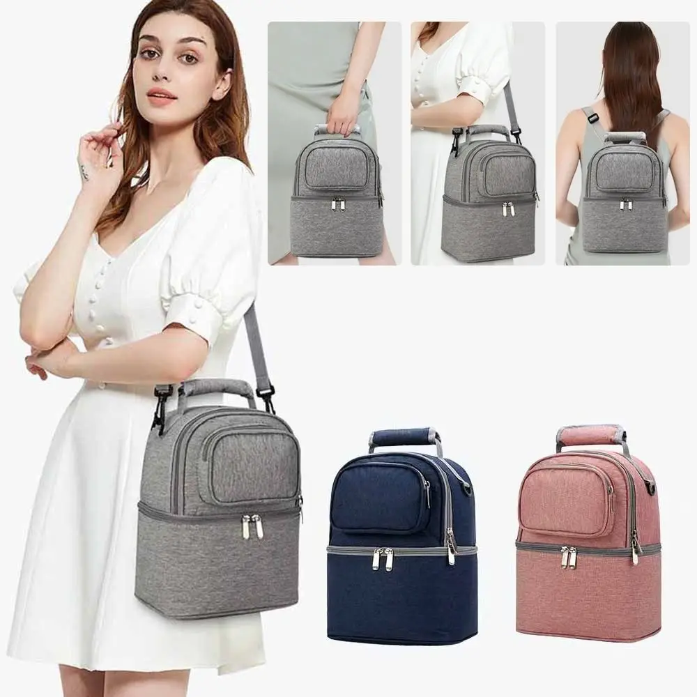 

Large Capacity Maternity Backpack Insulation Material Fresh Preservation Baby Food Backpack Double Layer Handbag Style Mommy Bag