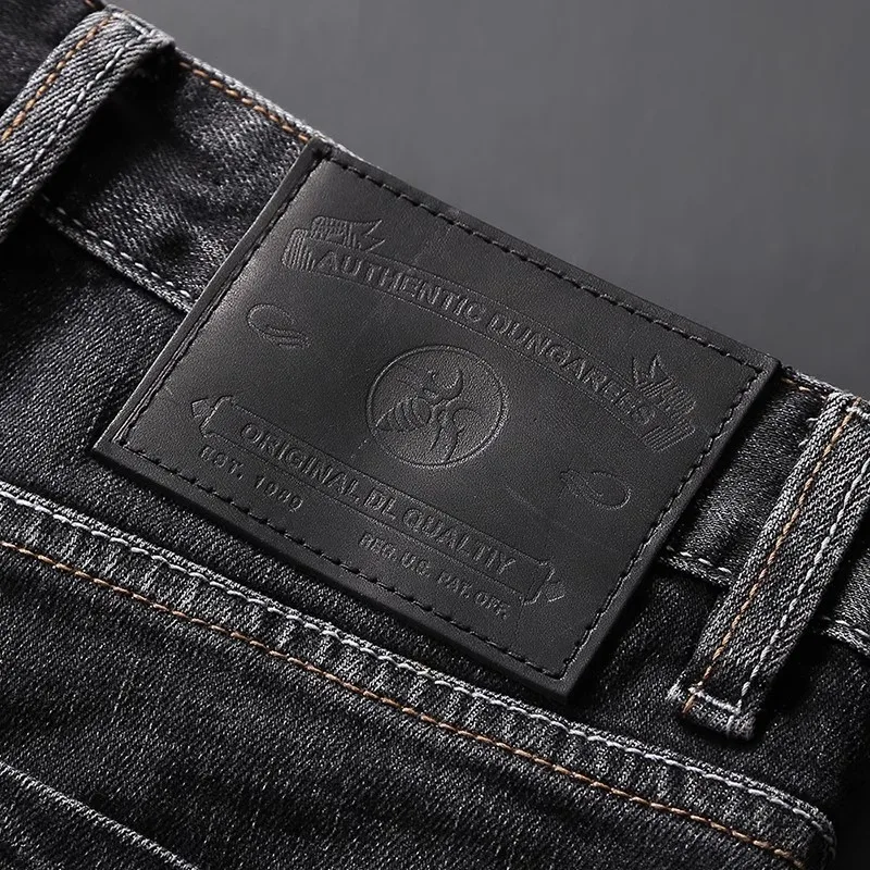 Fashion Vintage Men Jeans High Quality Retro Black Gray Stretch Slim Fit Ripped Jeans Men Casual Designer Denim Pants Hombre