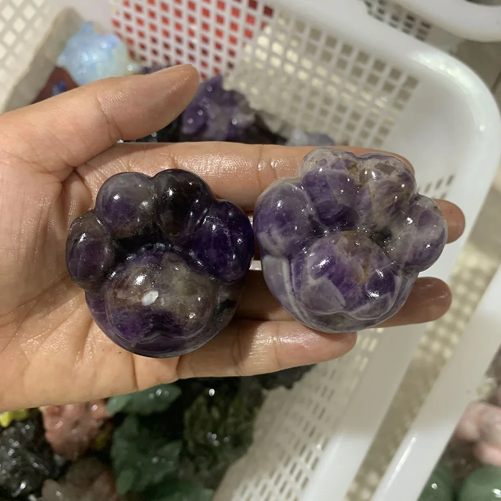 Custom Dream Amethyst 5cm Cat Paw Figurine - Hand-Carved Crystal Statue for Home Decor, Reiki Healing Stone & Unique Gift