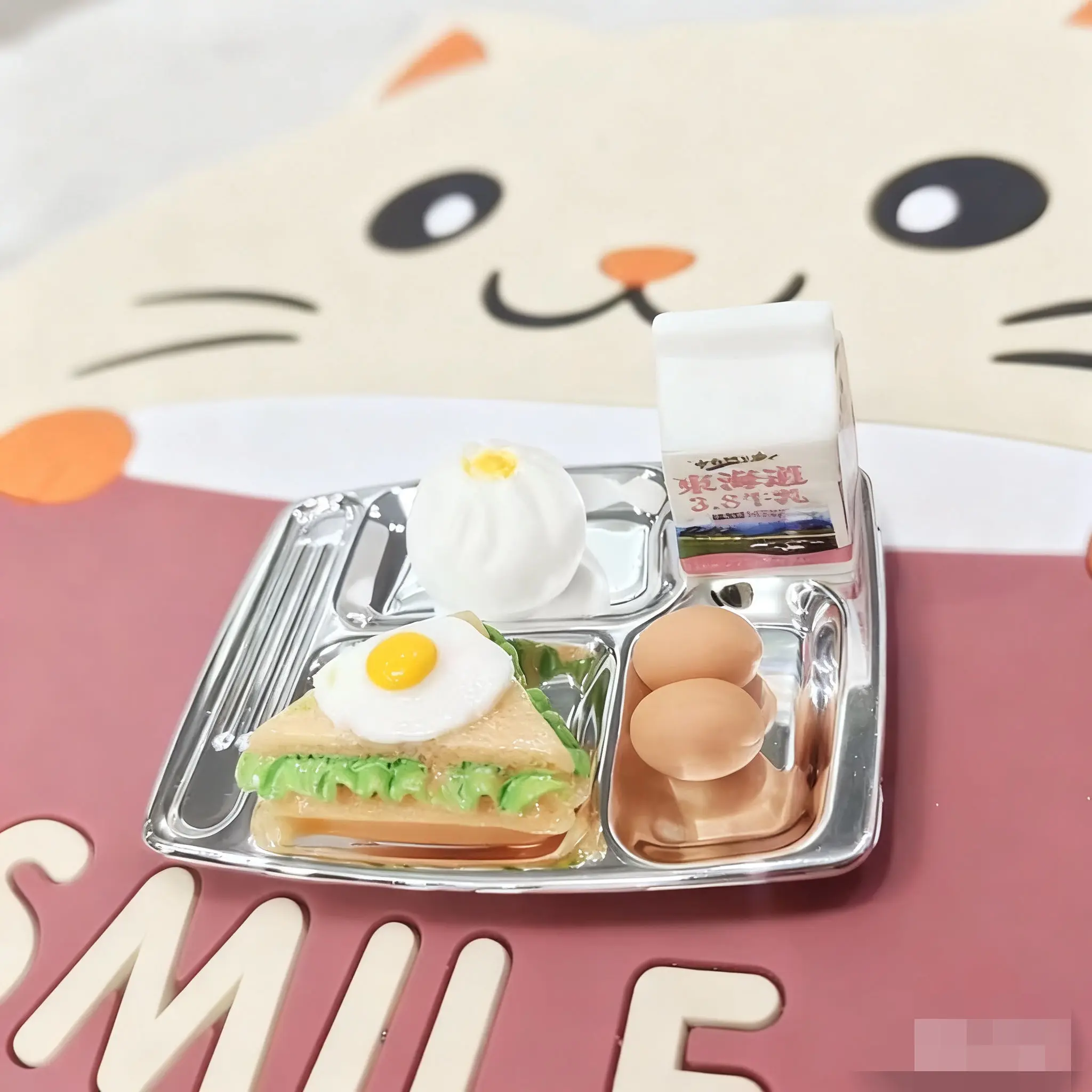 

Miniature Food Play Set Simulation Mini Milk Breakfast Model Kids Pretend Play Toy Photography Prop Scene Decor