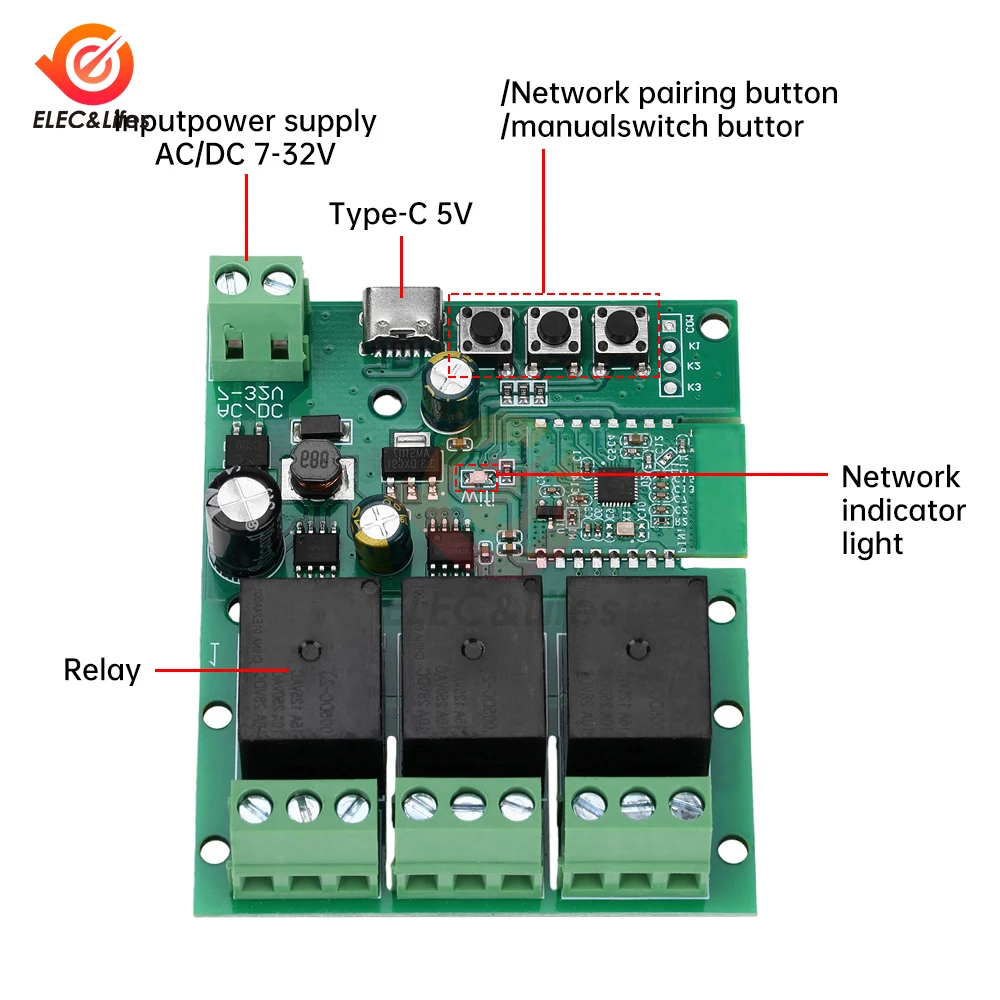 USB 5V DC 7-32V WiFi Remote Control Switch Bluetooth Dual Mode Wireless Relay Module 2/3/4 Channel Relay Smart Home Automation