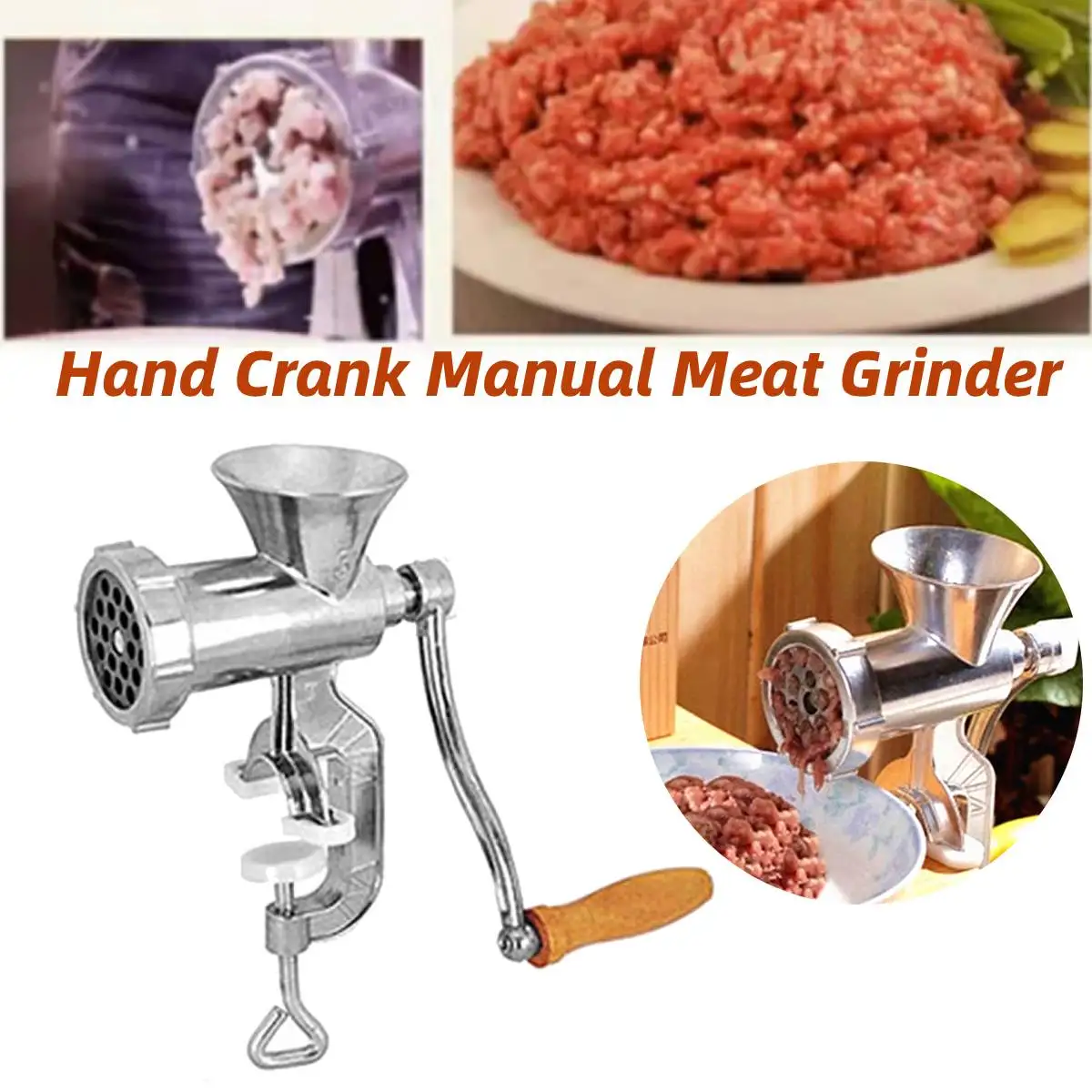 Hand Crank Meat Grinding Machine Manual Meat Grinder Aluminum Alloy Hand Crank Meat Vegetable Grinding Machine for Kitchen