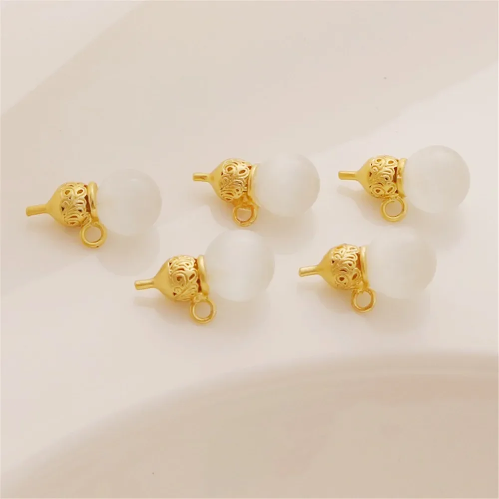 

18-каратное древнее золото с гальваническим покрытием, матовое золото, инкрустация, тыква «кошачий глаз», 8*16 мм, кулон, браслет «сделай сам», ожерелье, кулон, подвеска