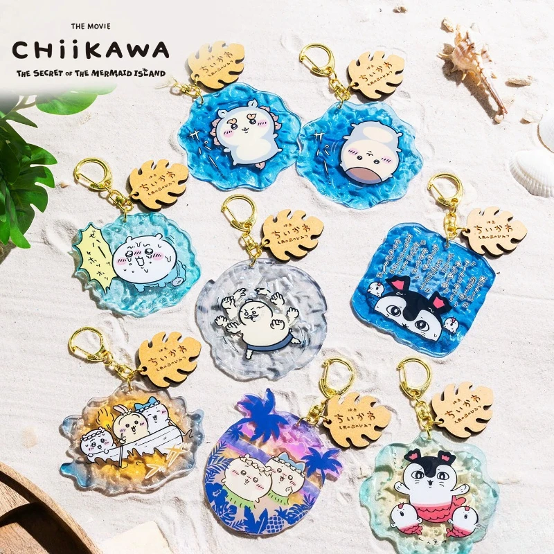 Chiikawa Hachiware Usagi Kawaii Anime Cartoon Movie Series Ripple Acrylic Keychain Pendant Fashion Exquisite Simple Versatile