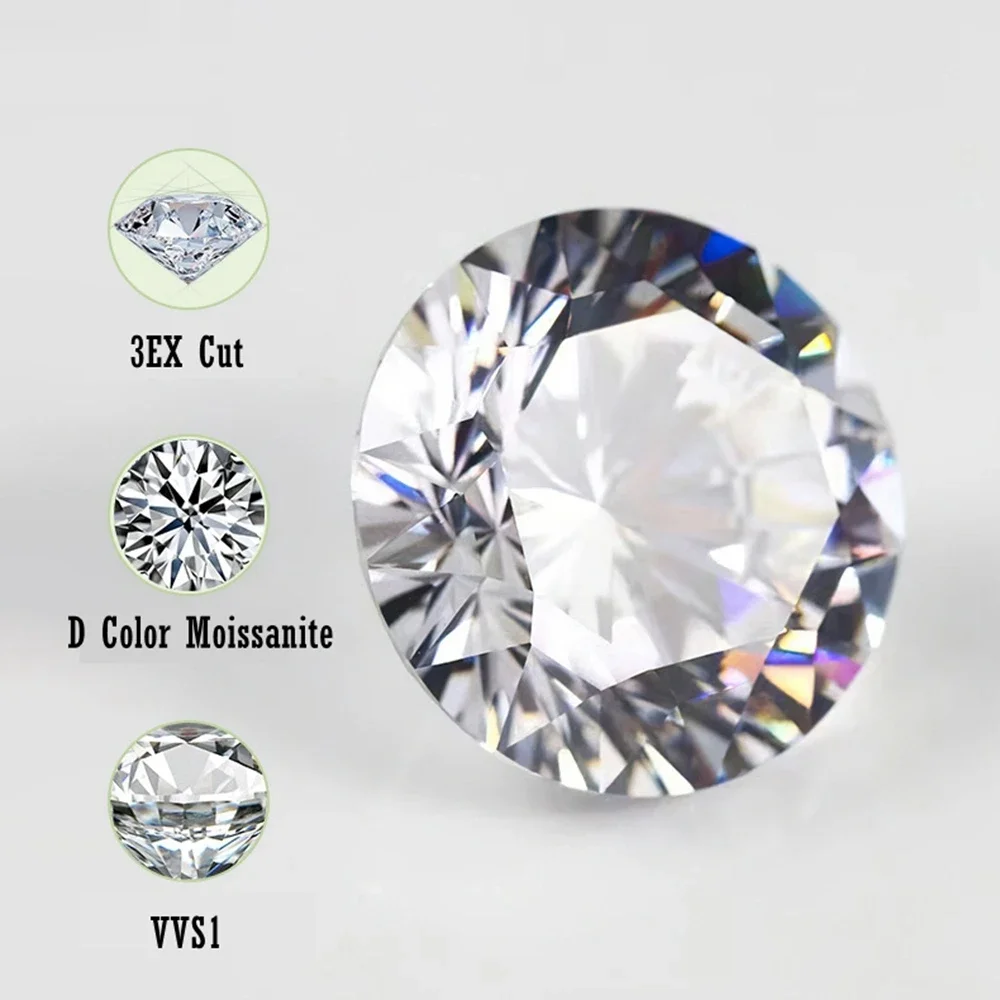 WUIHA Excellent Cut Round VVS1 D Real GRA Moissanite Loose Gemstones 100% Diamond Tested Fine Jewelry Accessories Wholesale