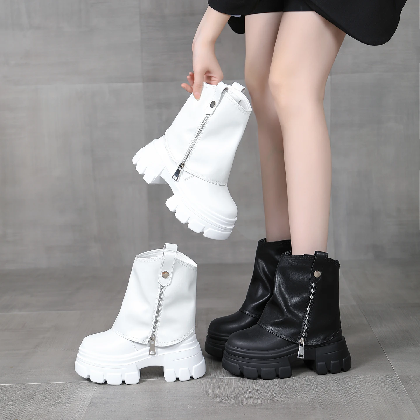 سميكة وحيد إسفين كعب الأحذية النسائية 12 سنتيمتر الارتفاع المخفي زيادة شتاء دافئ اصطف منصة الجوارب حذاء كاجوال نمط جديد