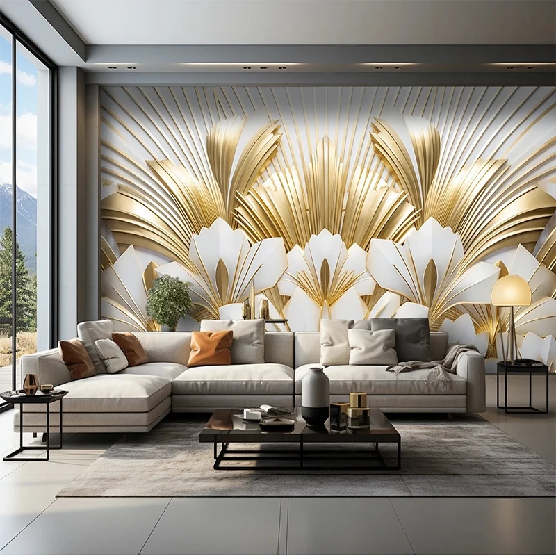 Custom Mural Wallpaper Abstract Leaves Branches Home Decor Background Wall Covering Backdrop Papel De Parede Fresco Tapety