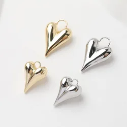 2PCS Dainty Heart Charms for Jewelry Making Pendant Love Findings DIY Hand Made Brass 14k Gold Plated Accessories
