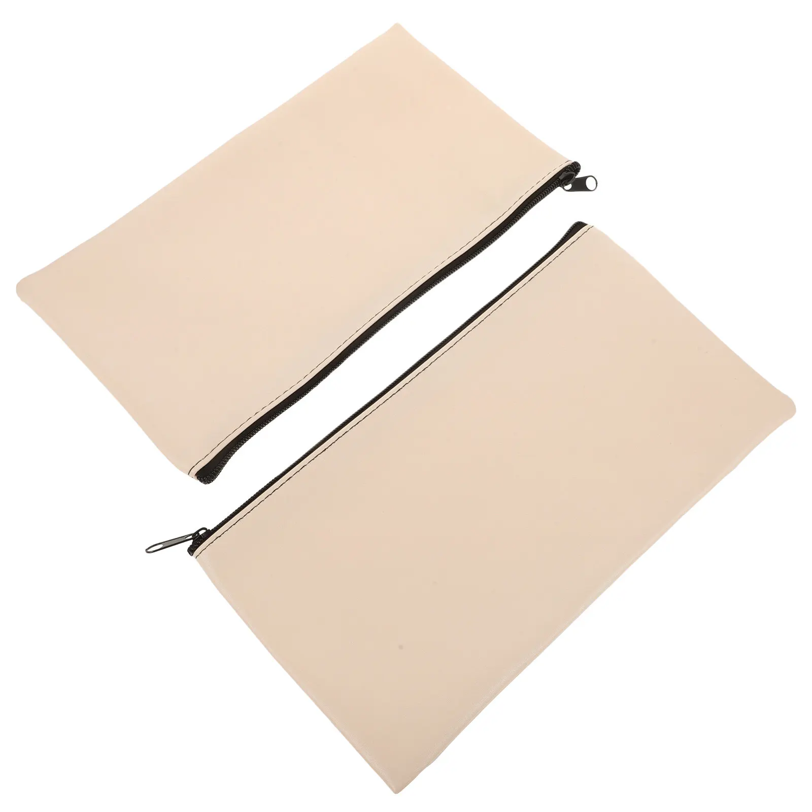 

2Pcs Textured PU Money Organizer Pouch with Smooth Zipper for Cash Bills Checks Receipts Files Bank Deposit Use
