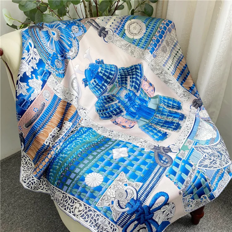 

90CM Silk Scarf Luxury Designer Square Bandanas Handmade 90cm Scarves Hand Rollerd Shawls Womens Foulard Hair Bag Accessories