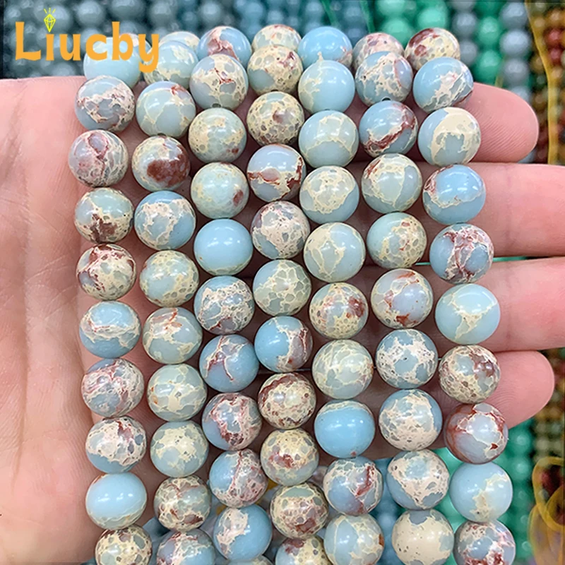 

Natural ShouShan Snakeskin Blue Stone Longevity stone Beads For Jewelry Making DIY Bracelet gift Crafts 15''Strand 4/6/8/10/12mm