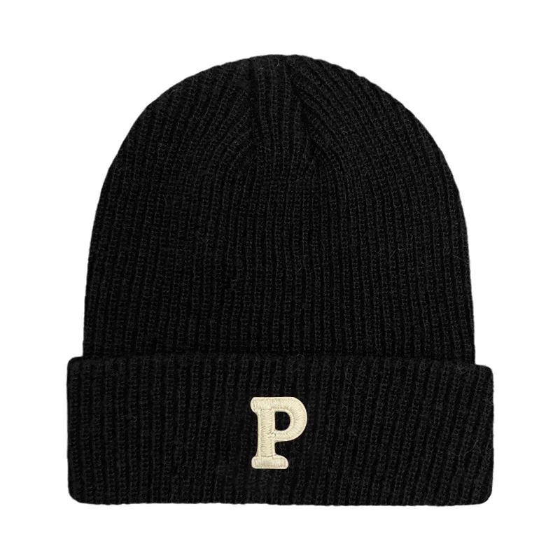 Unisex Beanie Hats Sport Letter P Embroidered Versatile Warm Knited Cap for Autumn and Winter Suitable for Travel,Riding,Outdoor