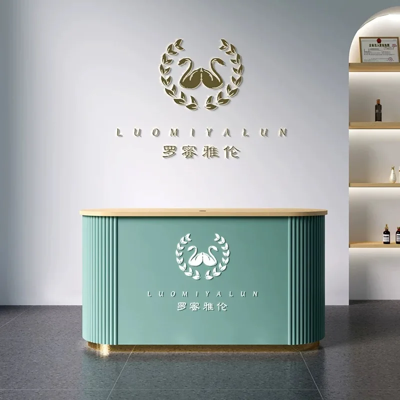 Boutique Front Desk Reception Counter Hotels Classic Luxury Reception Desks Beauty Salon Wood Mostrador Recepcion Furniture