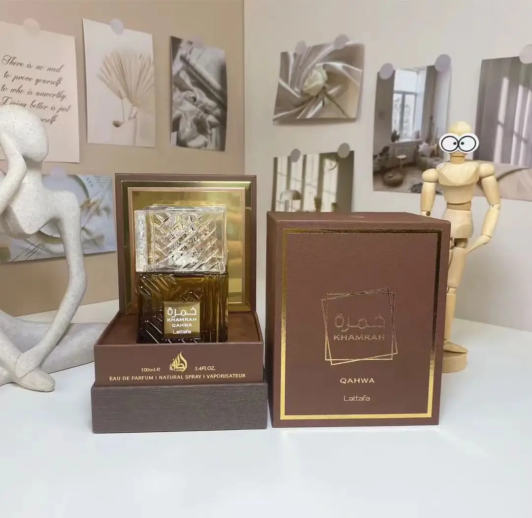 Lattafa Khamrah EDP 3.4oz - عطر فانيليا دافئ حار كهرماني للجنسين، هدية عطلة فاخرة تدوم طويلاً