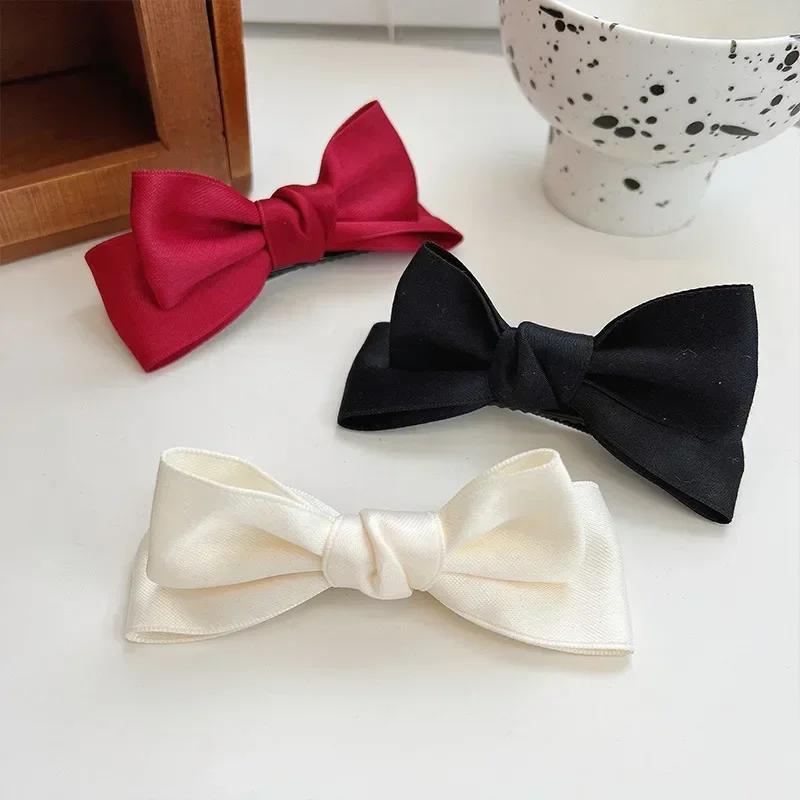 Women Sweet Bow Hair Clip Girls Ribbon Bowknot Princess Hair Style Accessories Child Colorful Fairy Barrettes Bangs Side Hairpin