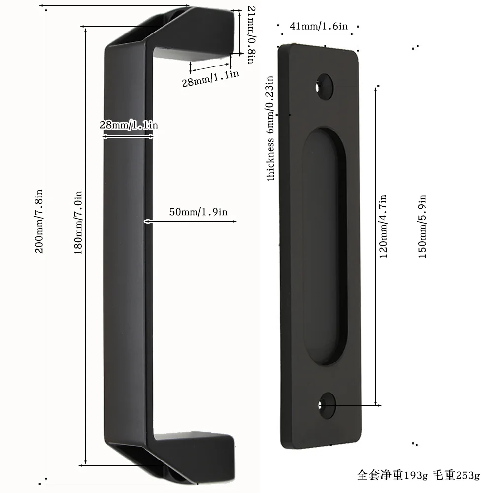 

Imango 9.7" Barn Door Pull Handle Black Steel Hardware for Sliding Door Gate Cabinet Closet Drawer Garage Shed