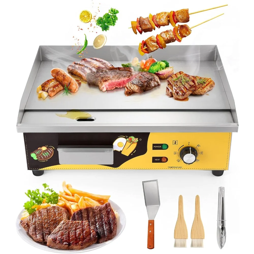 

Electric Grill, 22'' Commercial Countertop, 3000W 110V Flat top Grill Electric, 122~572℉ Temperature Adjustable, Electric Grills