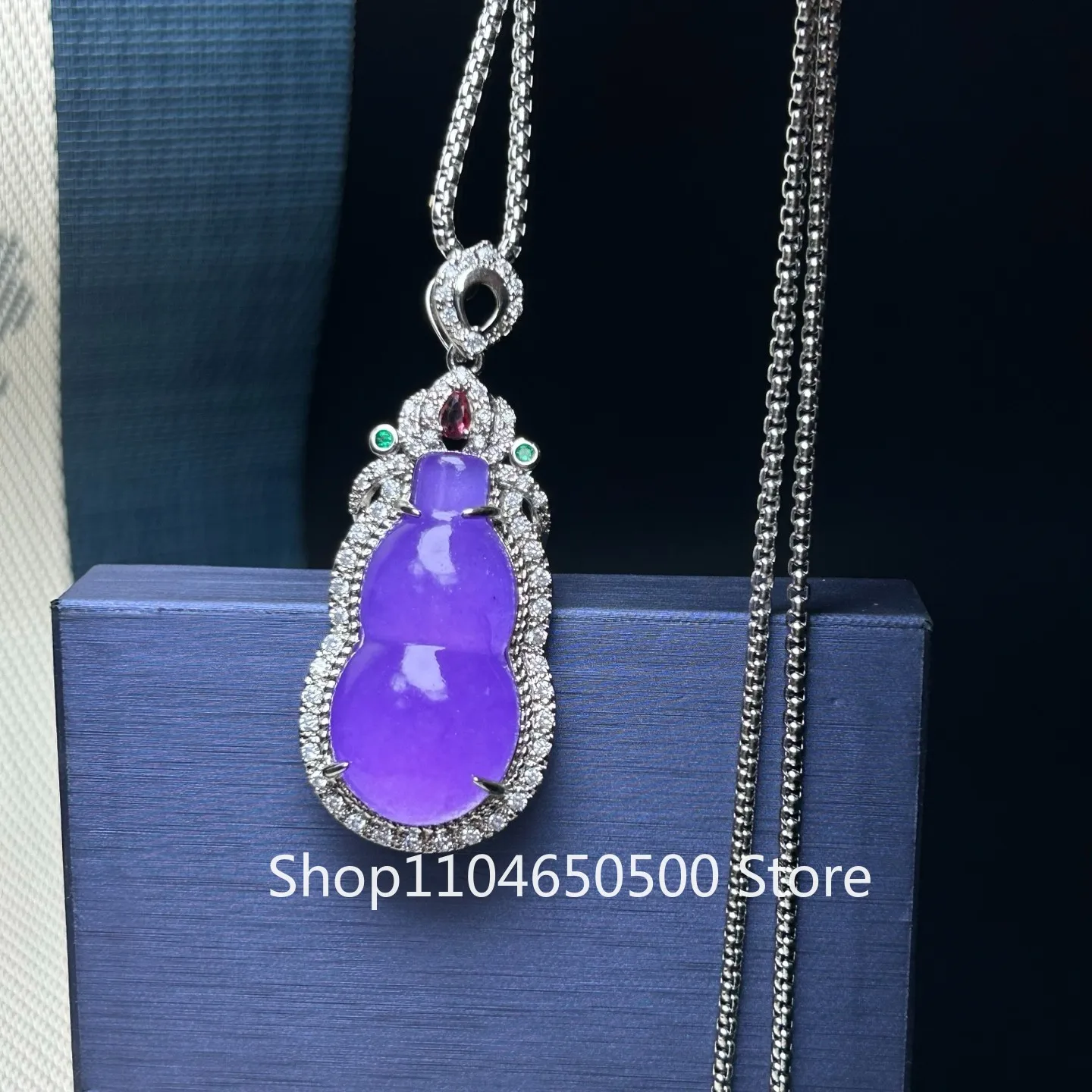 

Certified Natural Perfect High Ice purple Jade Jadeite Pendant&Necklace