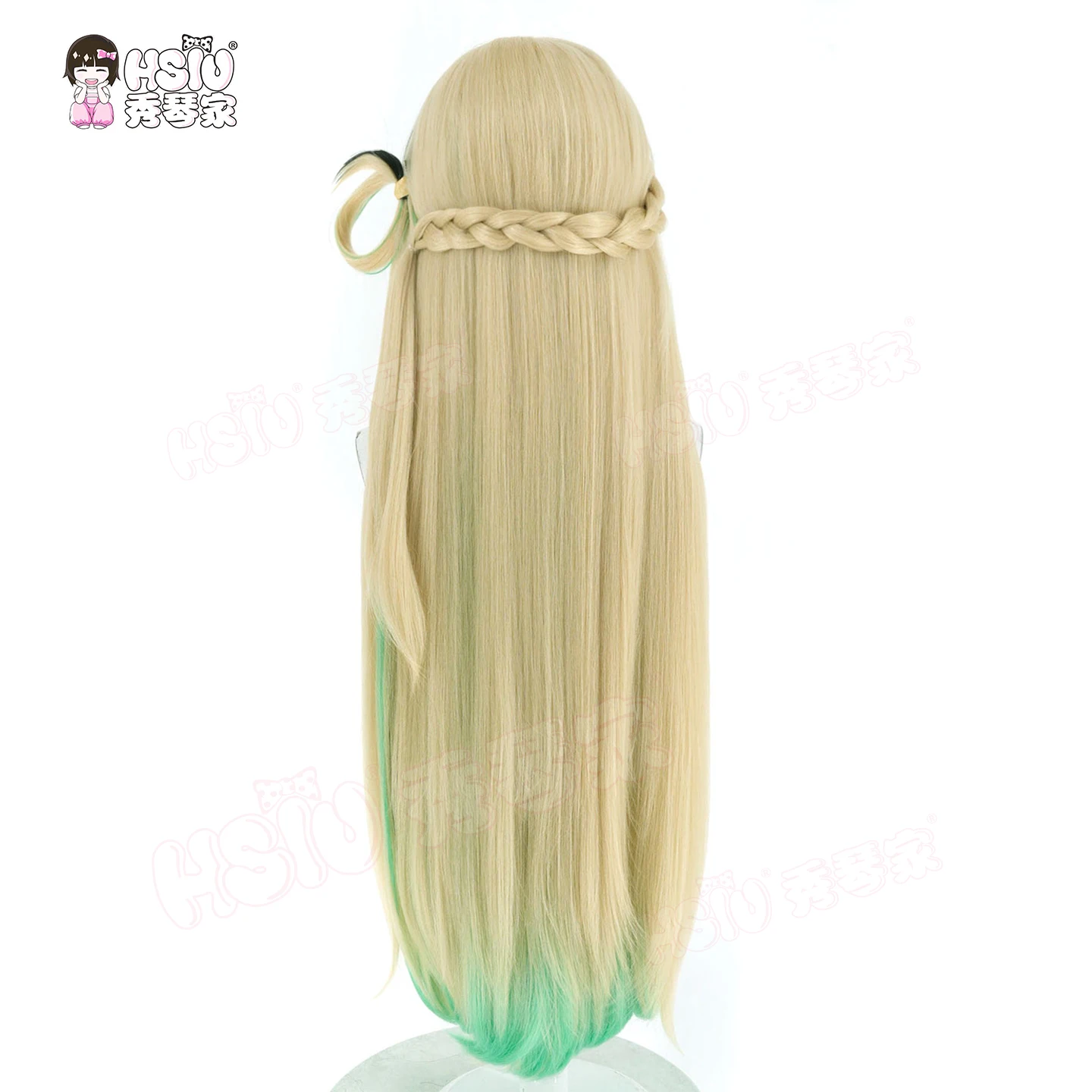 Lynae Cosplay-Perücke, HSIU, 95 cm, Flachs, gemischtes Grün, langes Haar, hitzebeständige synthetische Perücke + Perückenkappe, Spiel Wuthering Waves, Lynae Cosplay