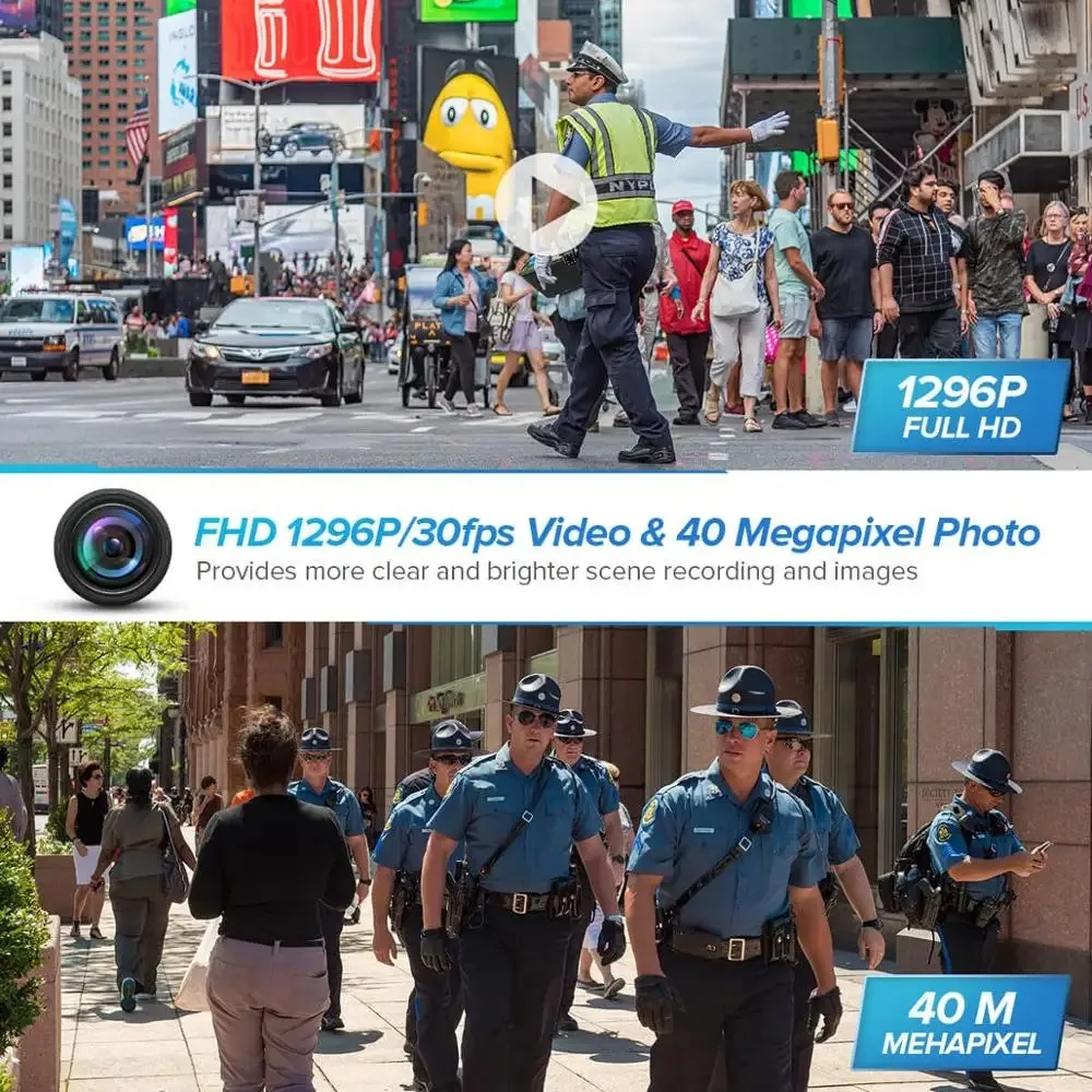 Boblov T5 Body Worn Camera HD 128GB DVR Video Security Cam IR Night Vision Wearable Mini Camcorders Loop Recording Police Camera