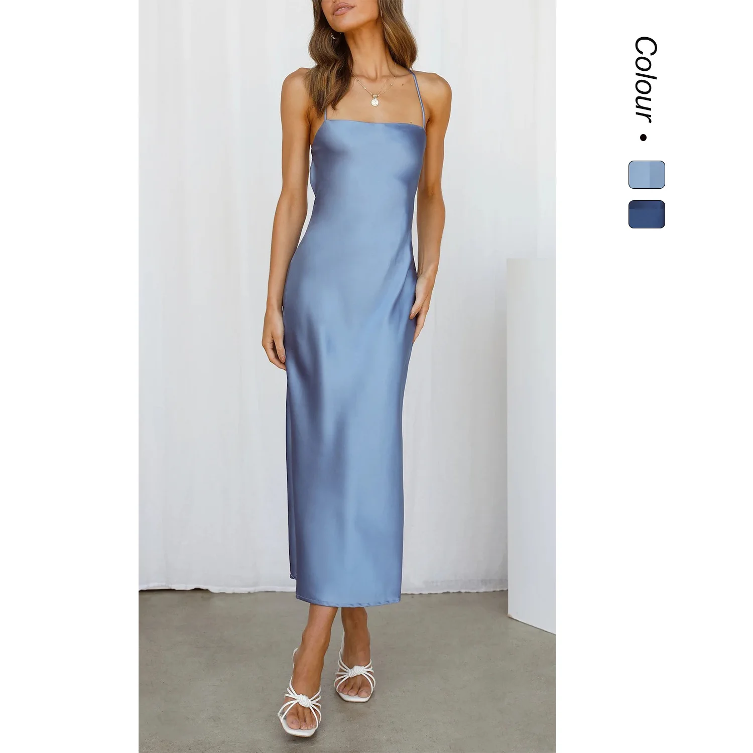 

2026 Spring/summer New Back Tie Sexy Slim Fit Midi Dress 22070 Wedding Dress Femme Vestidos Prom Lace