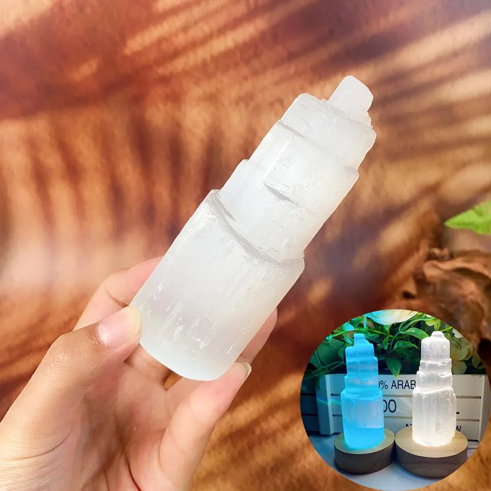 10CM Natural Selenite Skyscraper Crystal Tower Energy Quartz Reiki Stones White Gypsum For Cleansing Healing Meditation Witch