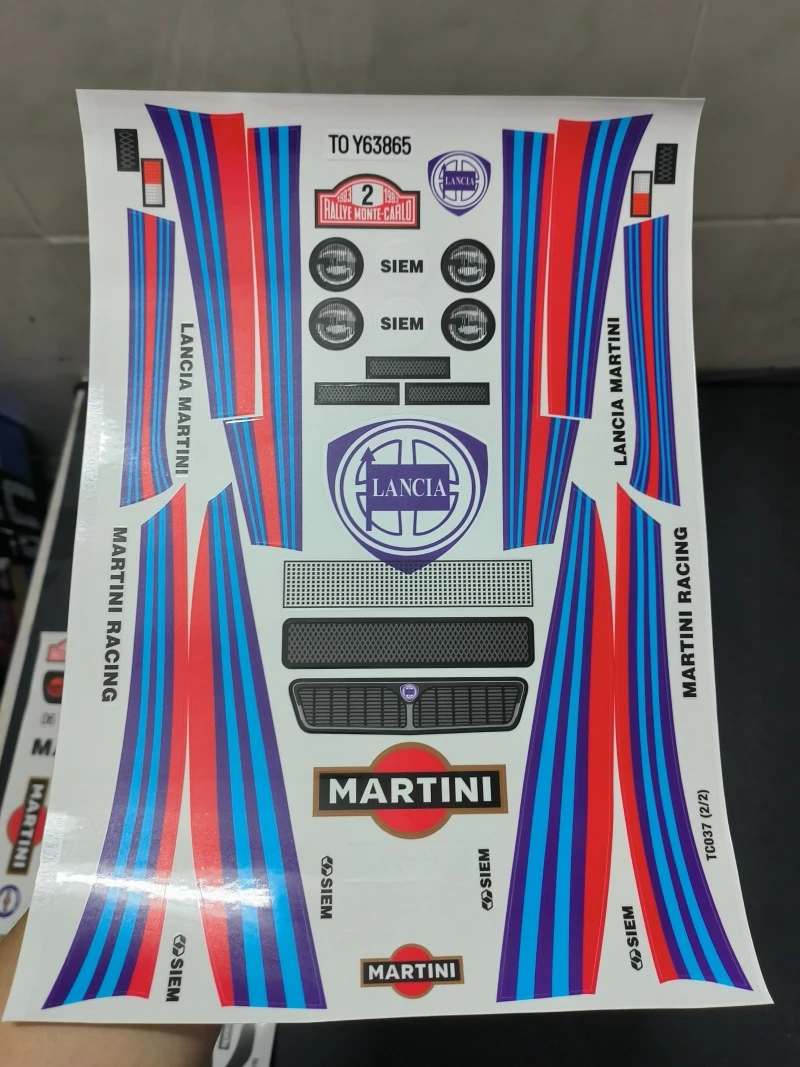 Lancia 037 Rally Decal sheet for RC Drift car 1/10 Clear lexan body shell