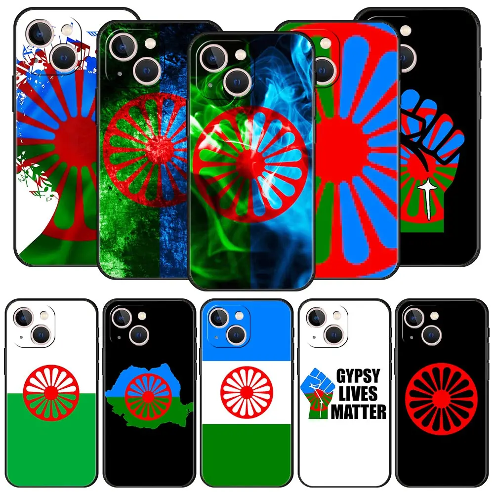 Gypsy Romani Roma Flag Phone Case For iPhone Apple 14 13 12 11 Pro Max Mini 7 8 Plus XR XS X SE 2020 Silicone Cover Coque Funda