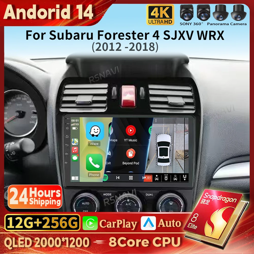 

Android 14 Carplay Car Radio Multimedia Player For Subaru Forester 4 SJ XV WRX 2012- 2015 2018 Autoradio 2din Stereo Head Unit