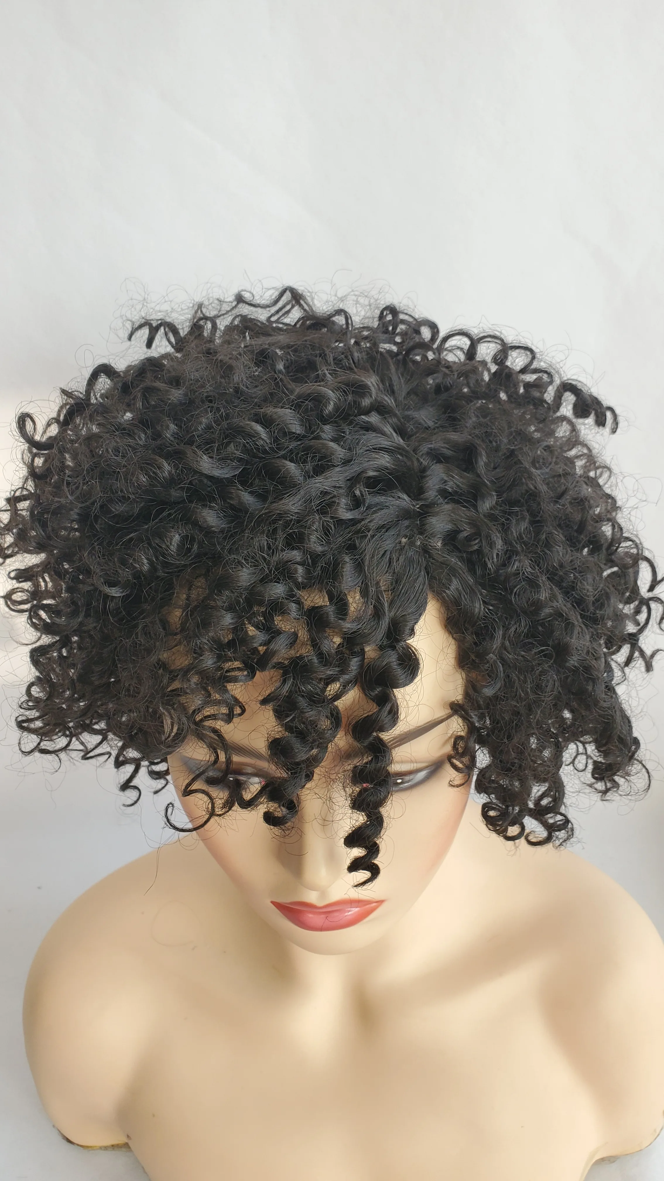 Black short afro Wavy High Temperature Resistant Synthetic Hair Wig natural and soft afro curly Women's hairstyle Wig