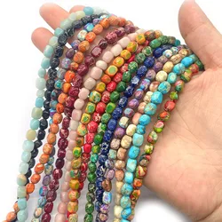 Natural Stone Beads Emperor Stone Turquoise Amazonite Irregular Cube Beads for Jewelry Making DIY Earrings Bracelets Accessories