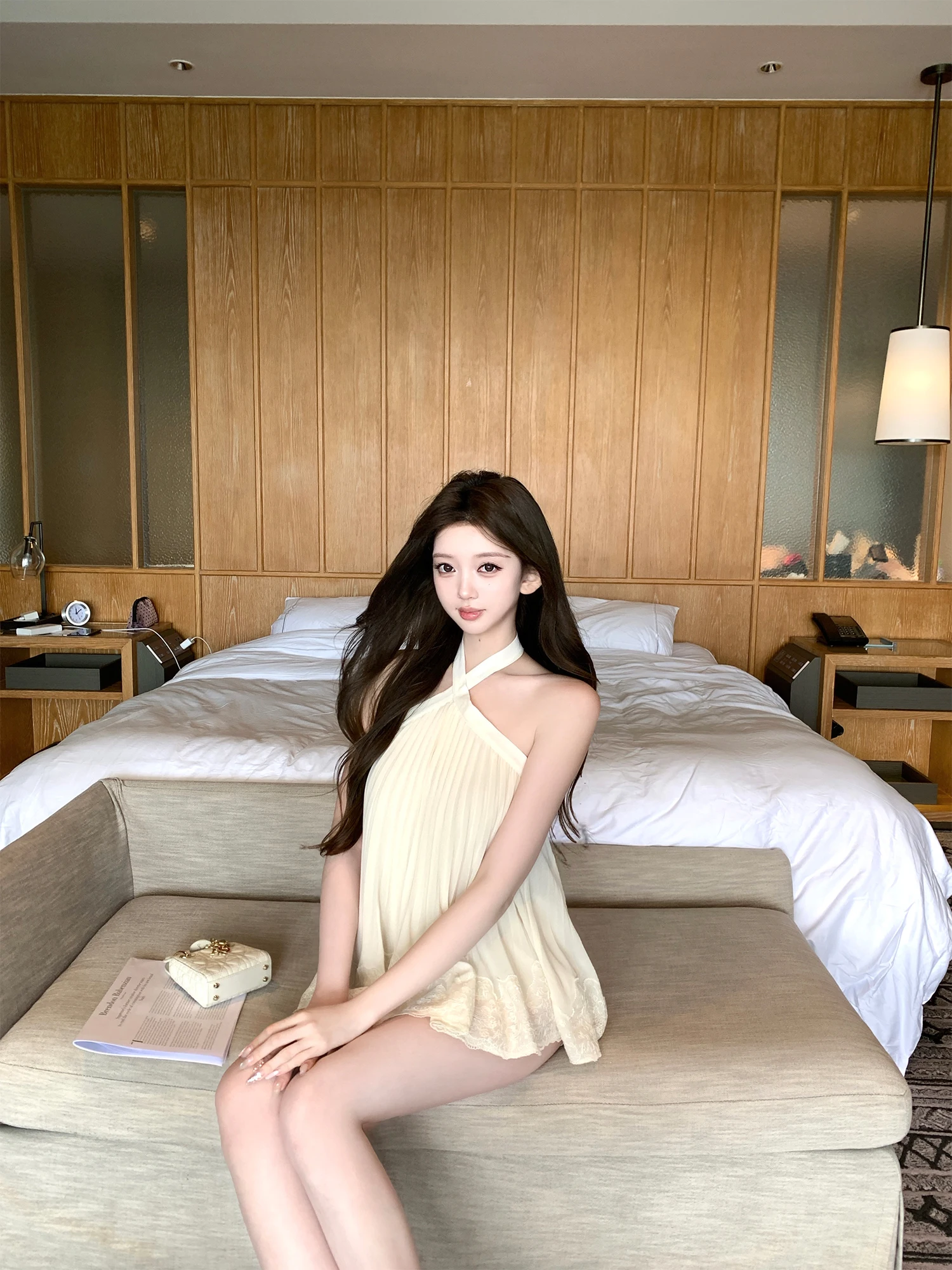 

Женская сексуальная блузка Kubiliv Pure Desire с перекрестными ремешками, плиссировкой, кружевной вышивкой и бантом, из полиэфирного волокна