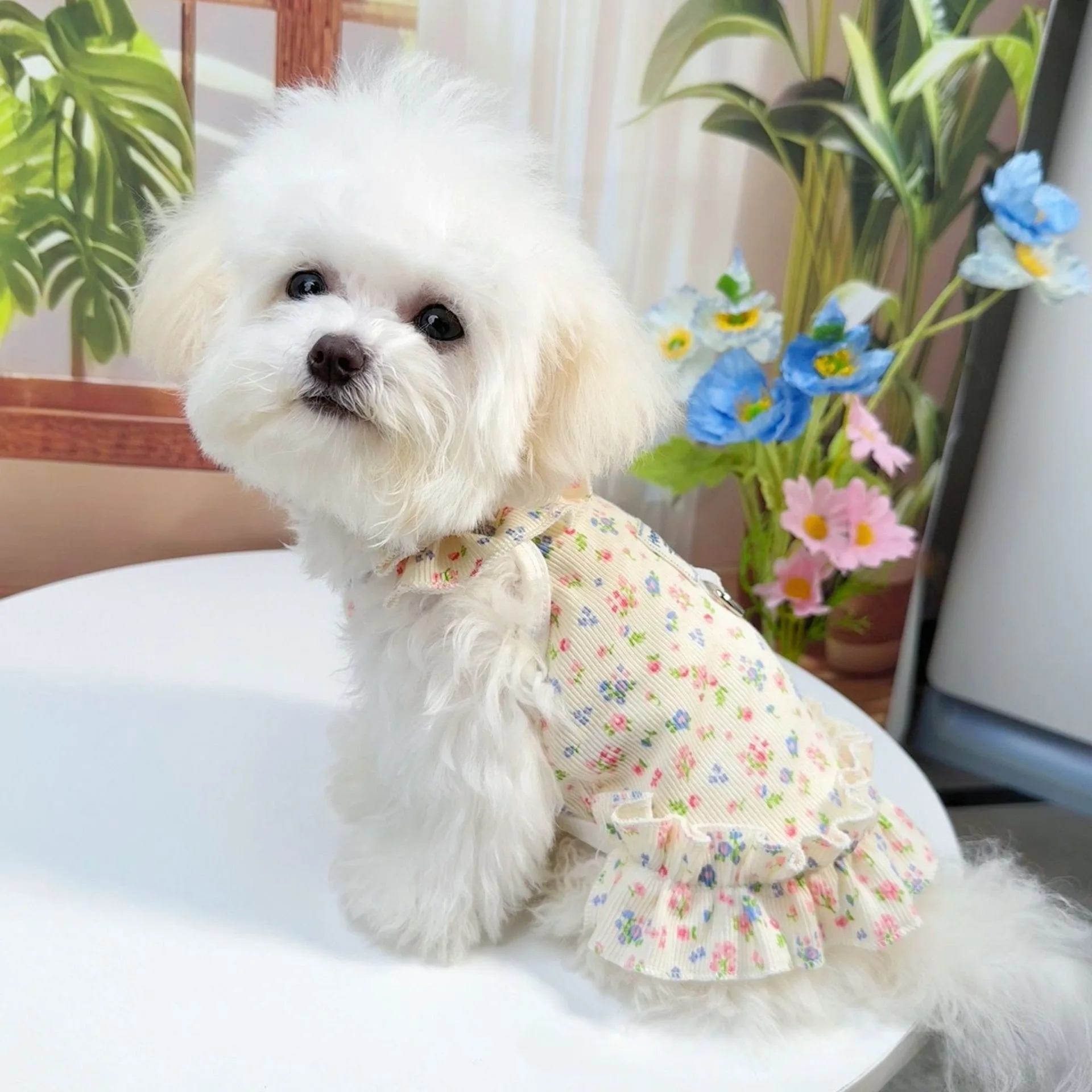 Hunde- und Katzenkleidung, Haustierbekleidung, Frühlings- und Sommerkleider mit Blumenmuster, Frische und Niedliche Prinzessinnenkleider – Detail 4