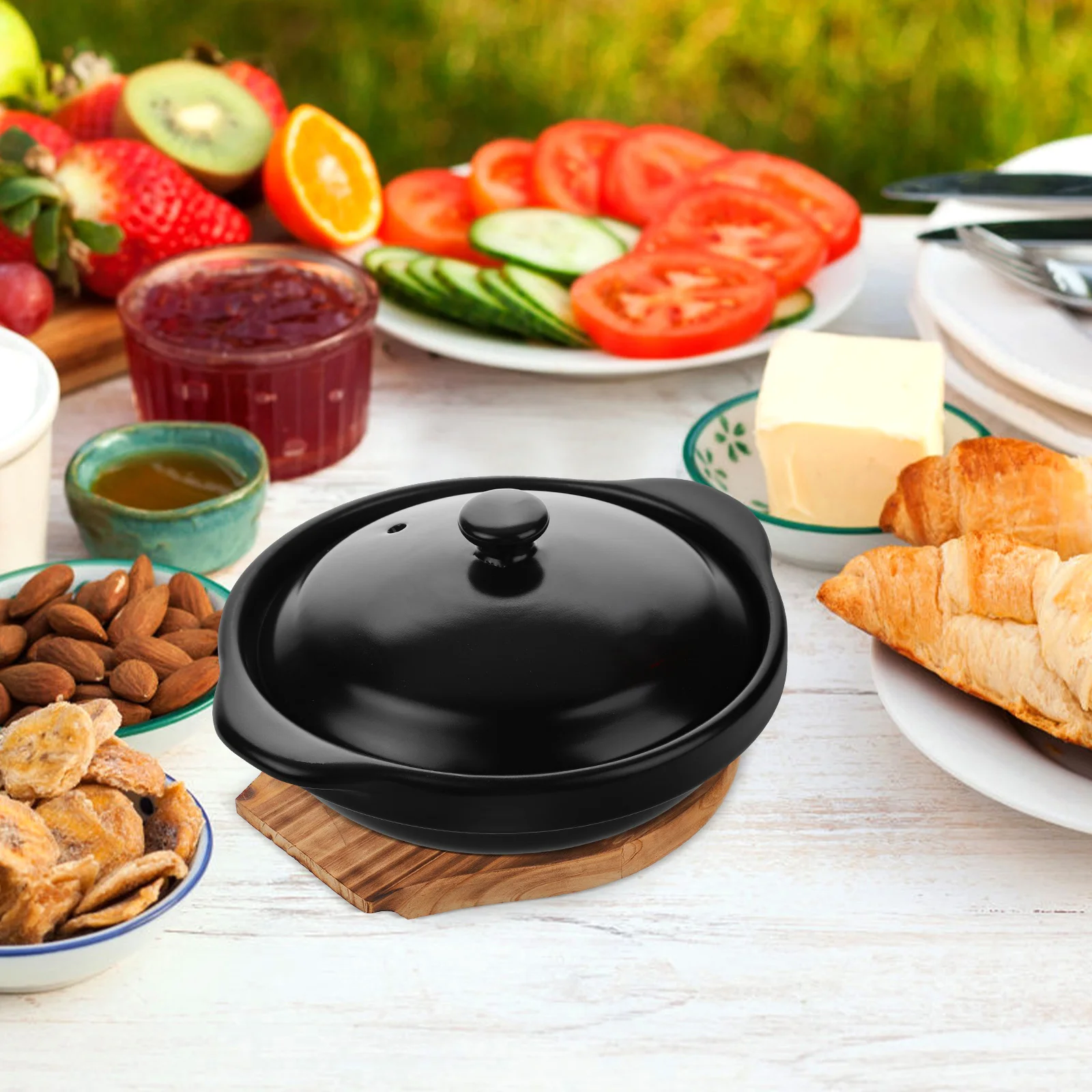 

Home Cooking Ceramic Pot Casserole Pan for Stove Top Use Smooth Surface Easy Clean Stew Pot for Bibimbap Soup Rice Noodles