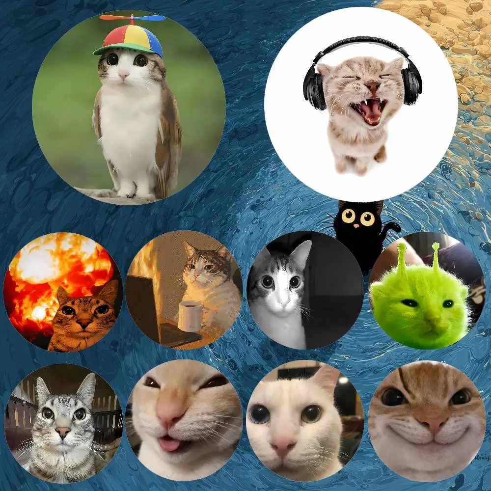

Funny Cat Fashion Meme Badges Button Pin Brooch Metal Badge Custom Jewelry Accessories Hat Bag Lapel Decoration